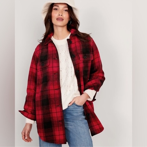Old Navy Jackets & Blazers - Old Navy Red and Black Plaid Jacket
